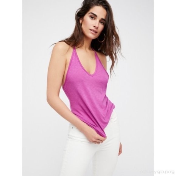 FREE PEOPLE STRAPPY T-BACK PURPLE CAMI TOP XS NEW - Picture 3 of 5